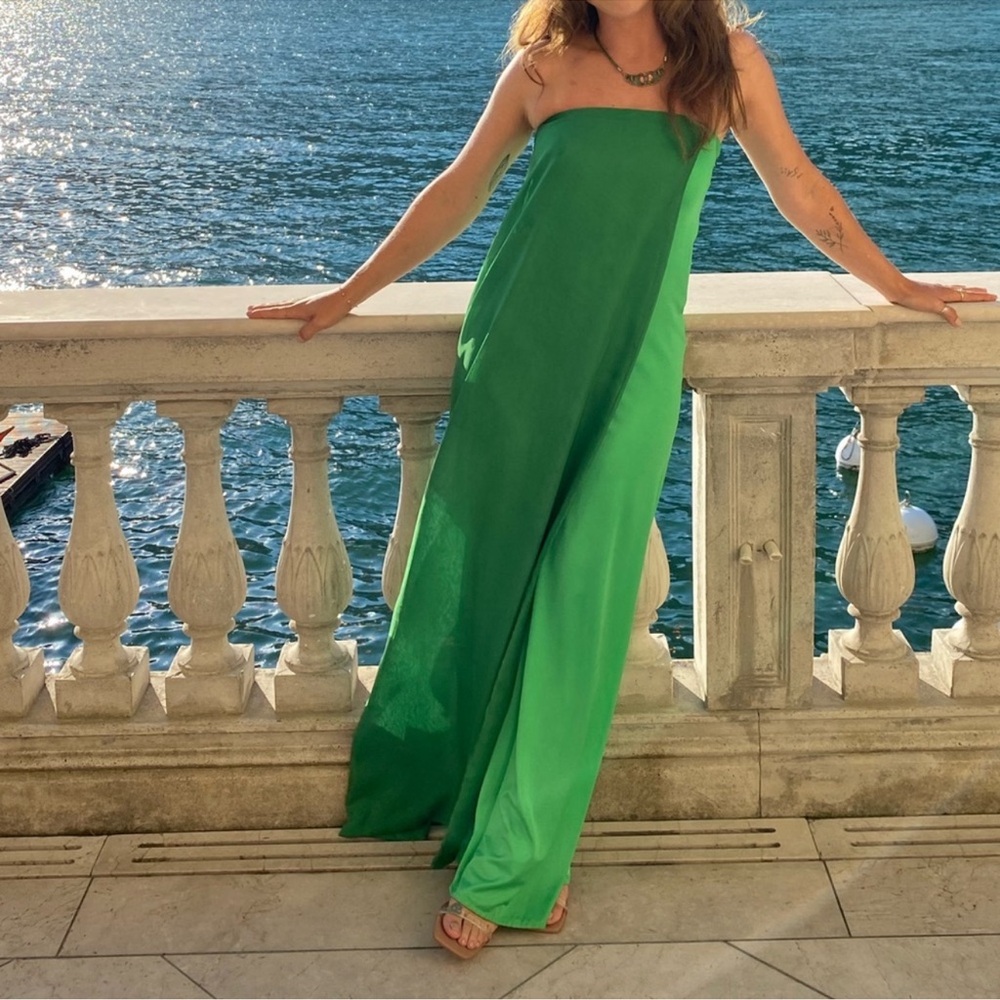 Elegant Green Strapless Jumpsuit
